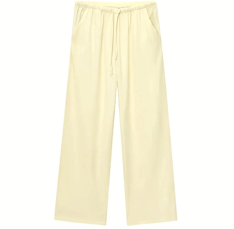 HXAO Women's Baggy Wide Linen Pants High Waist Casual — side view