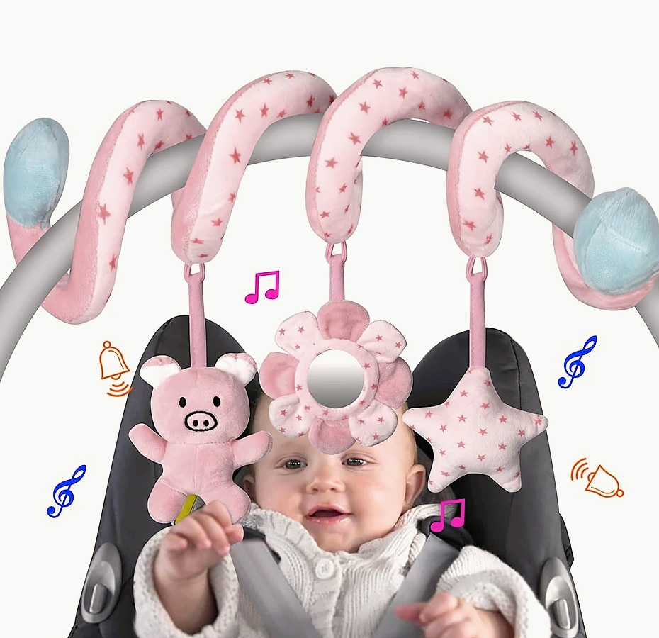 QWZ Infant Spiral Activity Hanging Toys for Car Seat — package contents