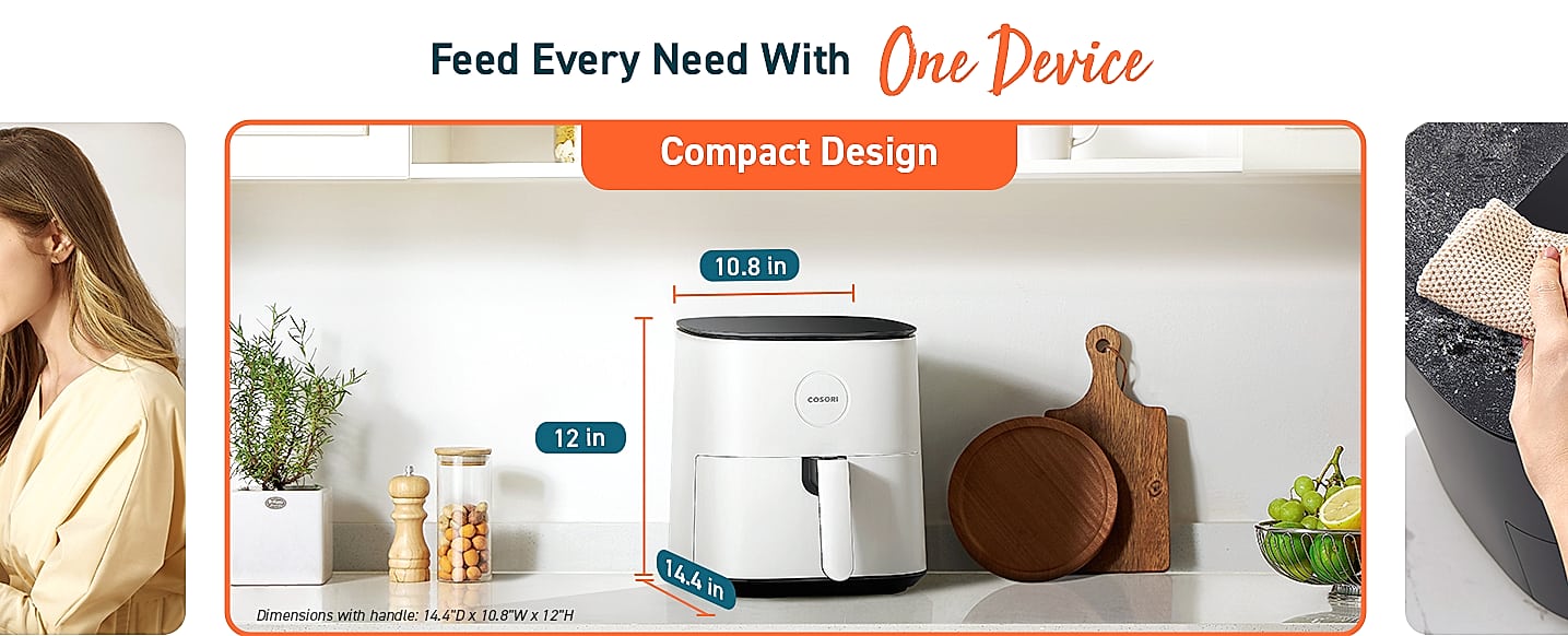 Cosori Air Fryer Pro 5QT Compact with Ceramic Basket — feature highlights