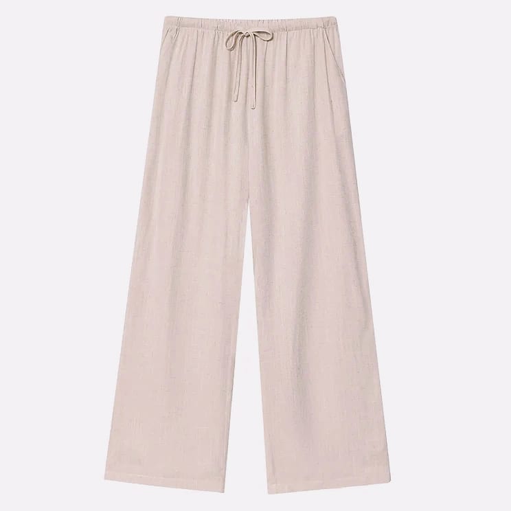 HXAO Women's Baggy Wide Linen Pants High Waist Casual — parts overview