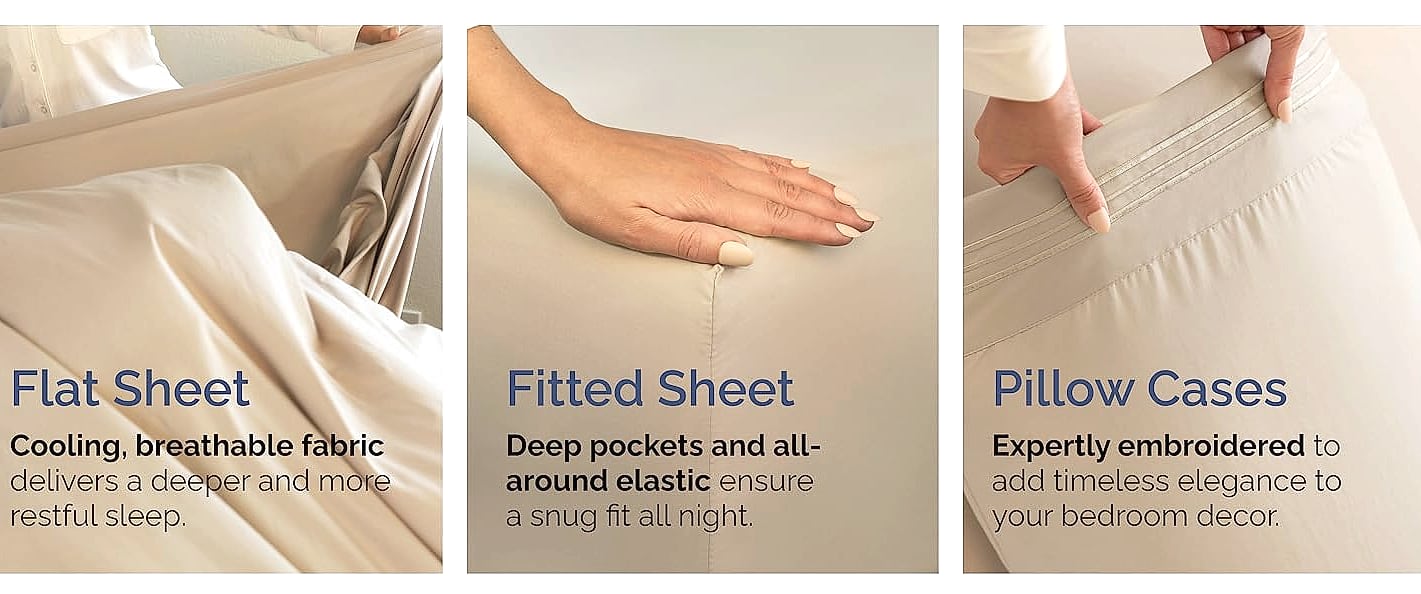 CGK Unlimited Queen Sheet Set with Deep Pockets and Soft — size comparison