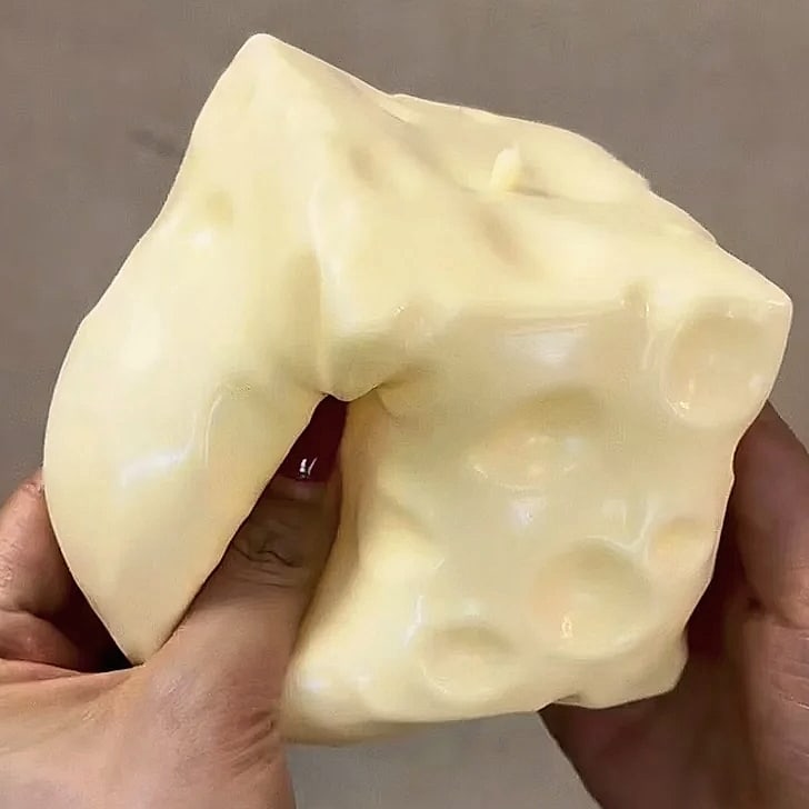 Jumbo Cheese Cube Stress Ball Shapeable Fidget Toy — close-up details