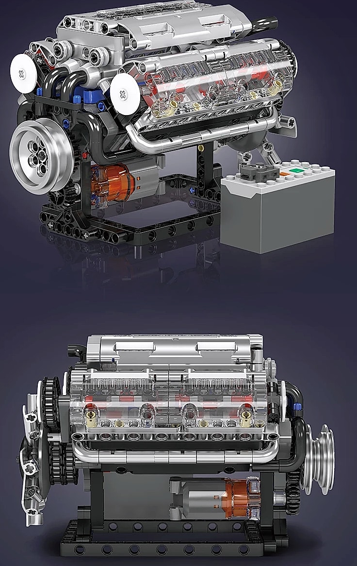 Mould King 10088 The V8 Engine Building Block Assembly — package contents