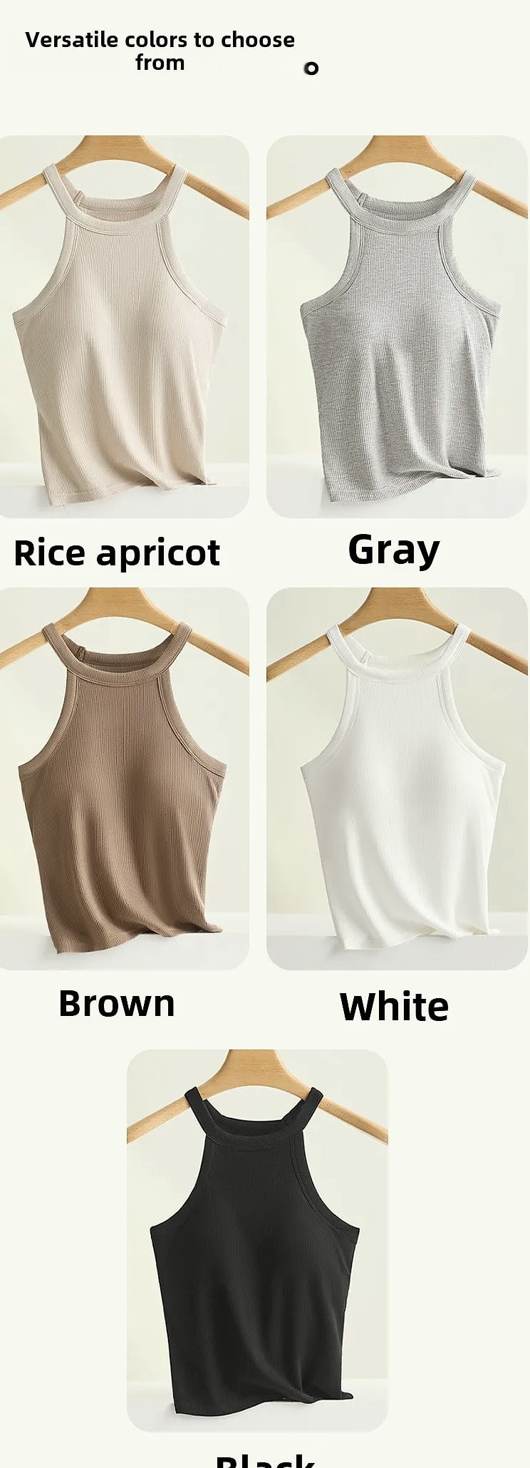 UBOWEN Threaded Halter Neck Camisole with Built-in Bra — size comparison