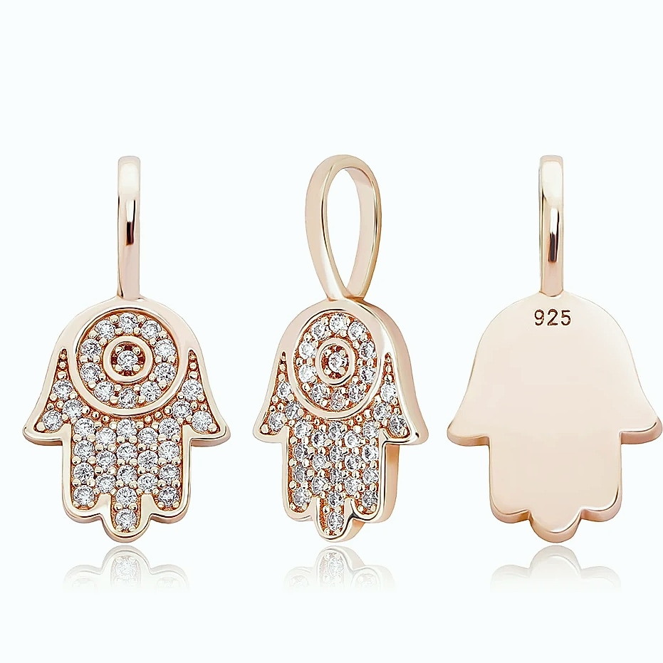 TOPGRILLZ 925 Sterling Silver Hand Pendant Cubic Zirconia — size comparison