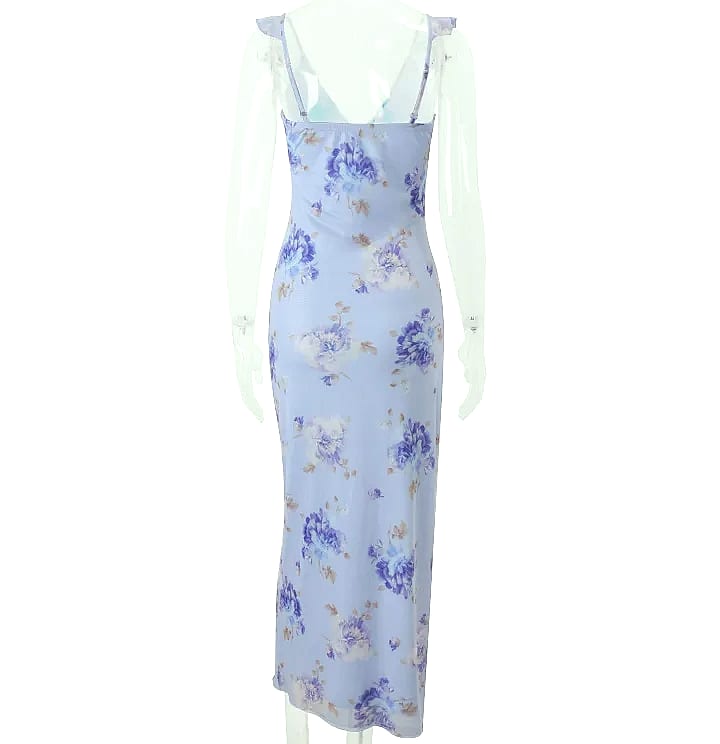 Cryptographic Summer Floral Plunge Maxi Dress Backless — package contents