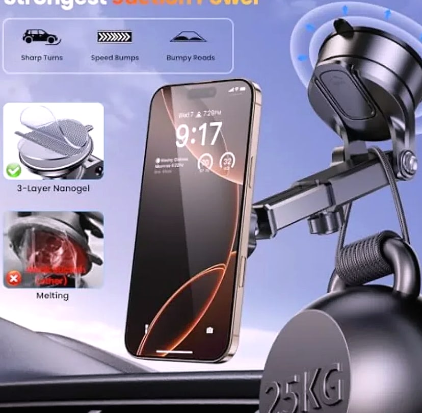 Magnetic Car Phone Holder with MagSafe Compatibility — assembled view