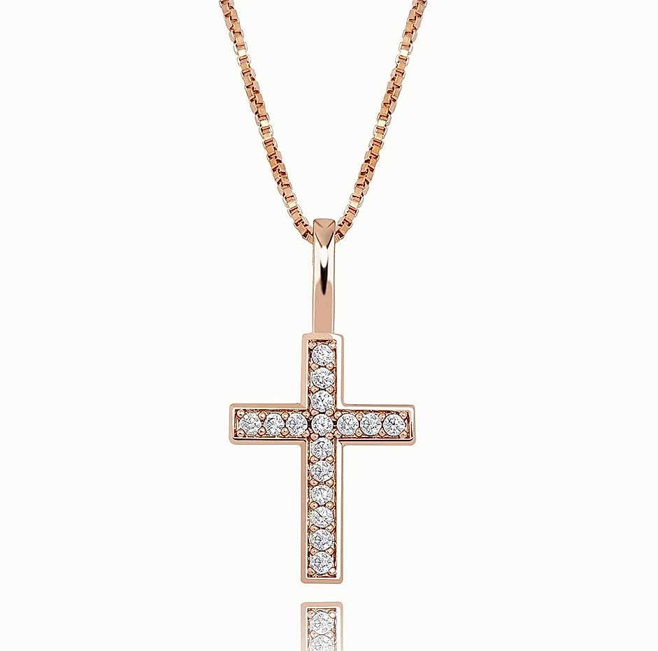TOPGRILLZ 925 Sterling Silver Ice Zircon Cross Pendant — scale reference