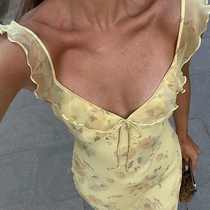 Cryptographic Summer Floral Plunge Maxi Dress Backless — parts overview