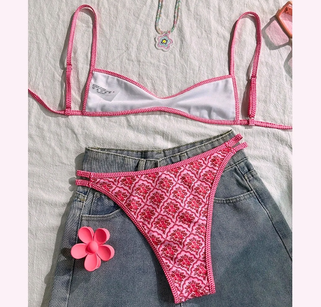 Varleinsar Floral High-Leg Bikini Two-Piece Swimsuit — assembled view