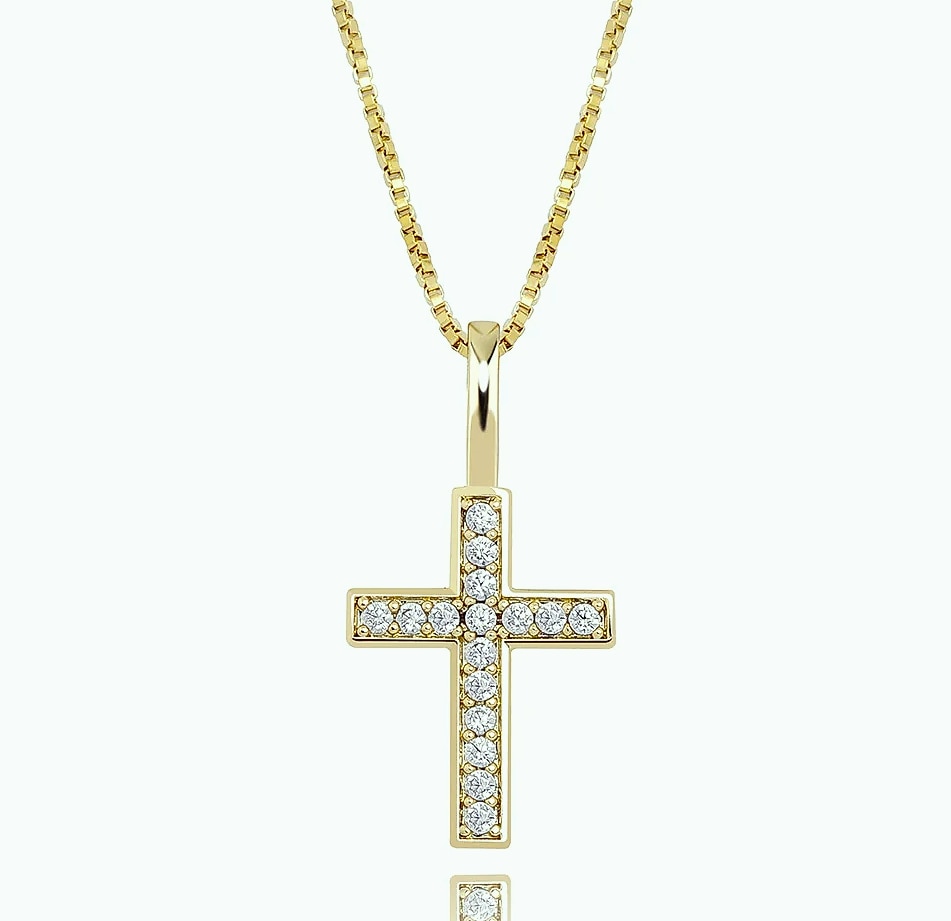 TOPGRILLZ 925 Sterling Silver Ice Zircon Cross Pendant — side view
