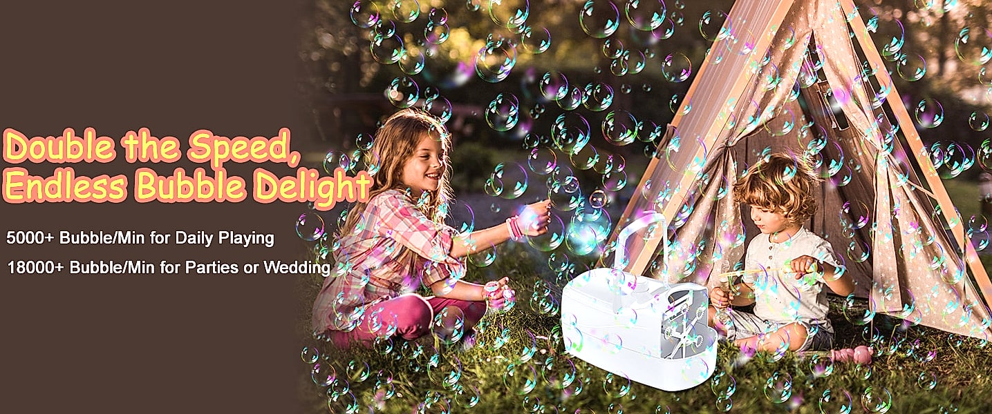 Sizonjoy Automatic Bubble Machine with 6 Wands, 18000+ — close-up details