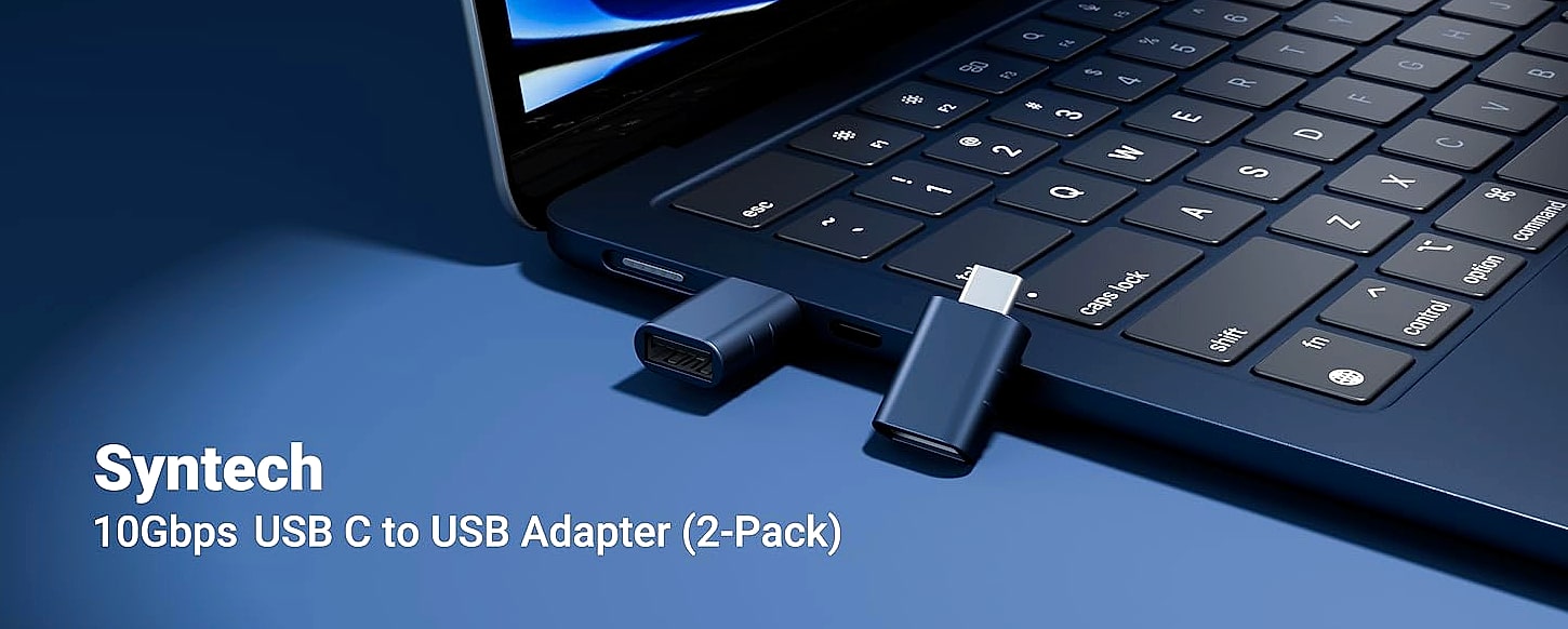 Syntech USB-C to USB 3.0 Adapter, Pack of 2 — size comparison