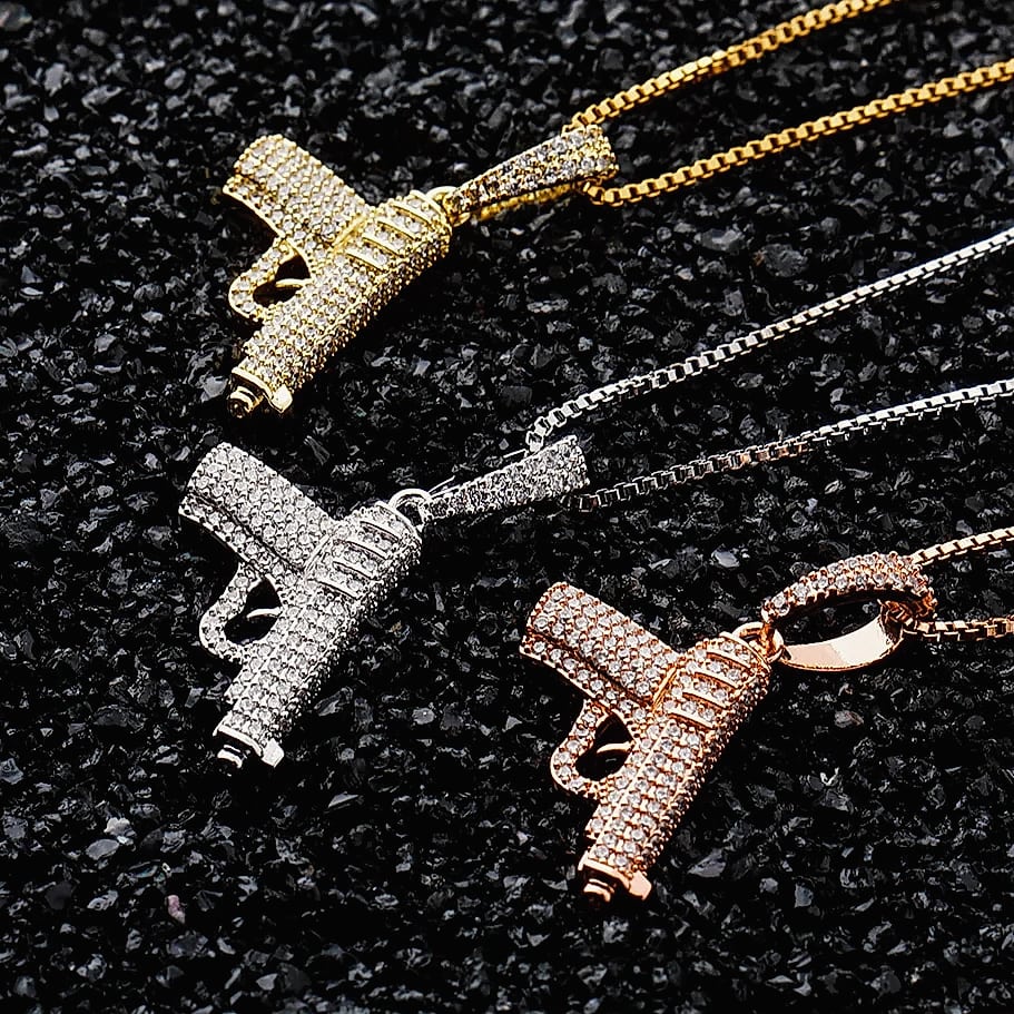 TOPGRILLZ 925 Sterling Silver Pistol Pendant Necklace — package contents