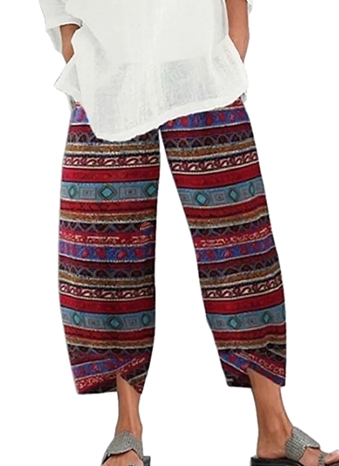 INSTYLISH Vintage Cotton Linen Harem Pants High Waist — interior detail
