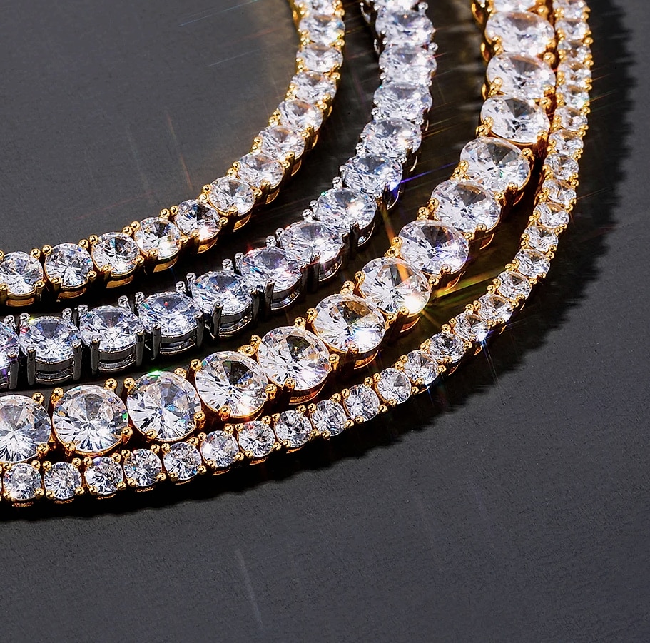 TOPGRILLZ 3-6MM Tennis Chain Bracelet Sterling Silver CZ — close-up details