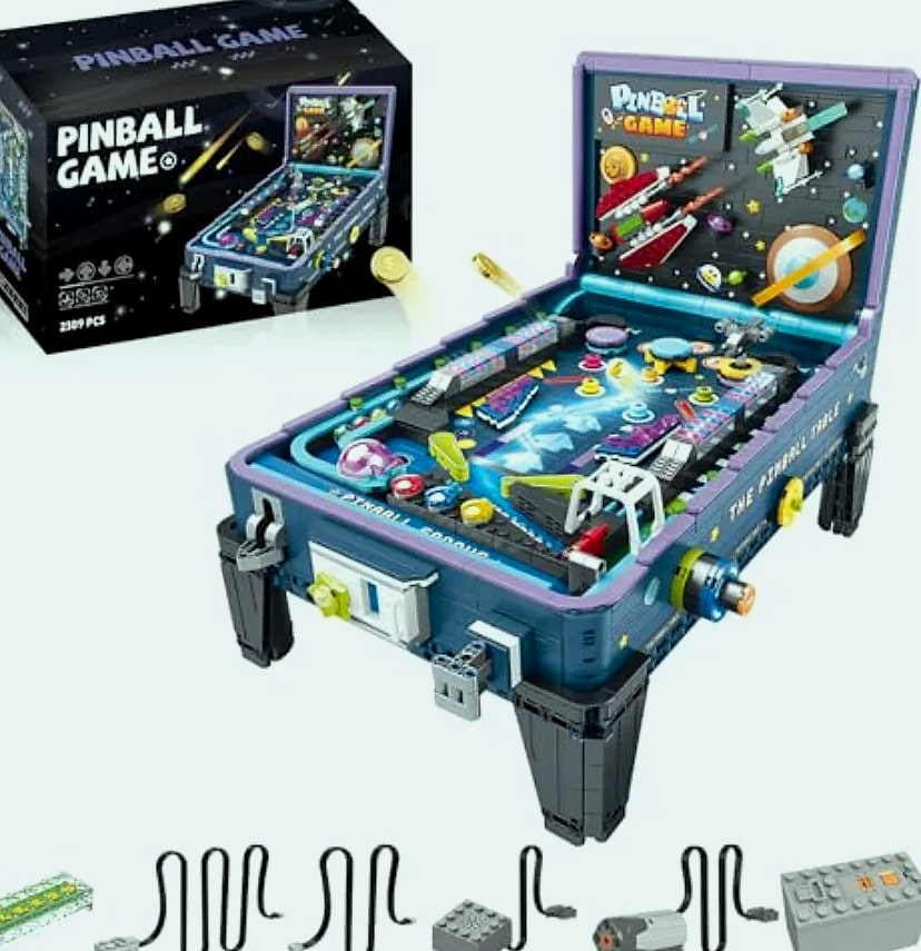 Pinball Machine Building Blocks Set DIY Construction Toy — package contents