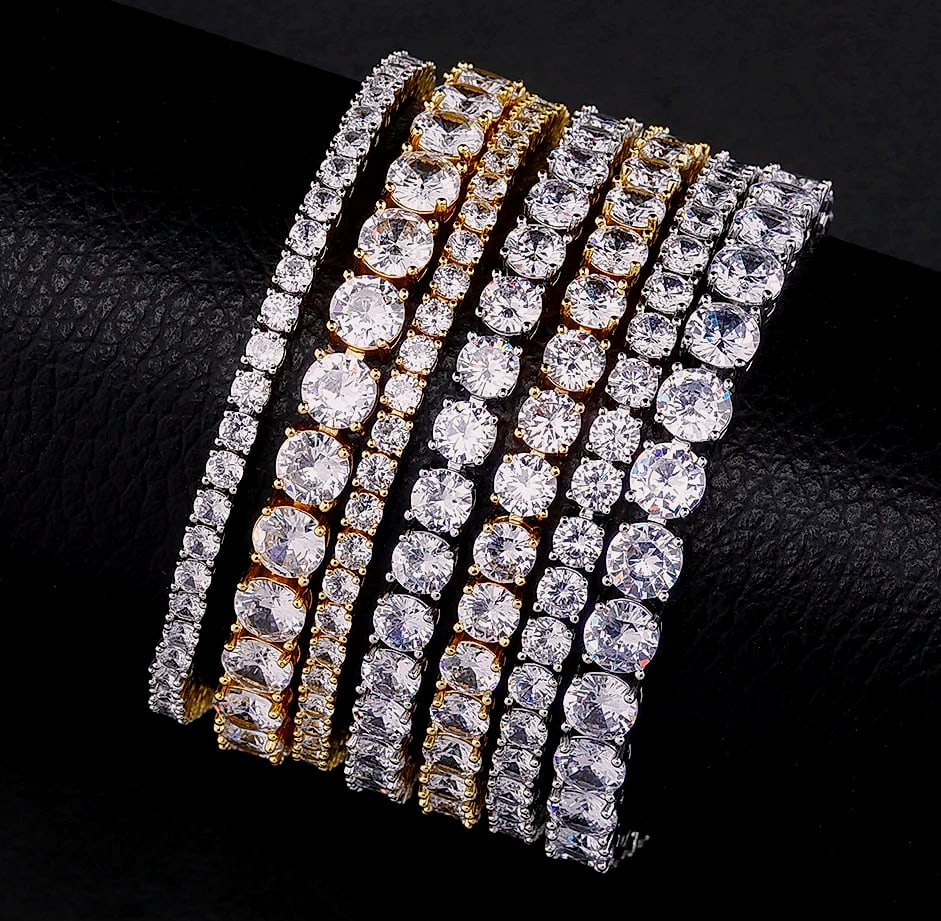 TOPGRILLZ 3-6MM Tennis Chain Bracelet Sterling Silver CZ — assembled view