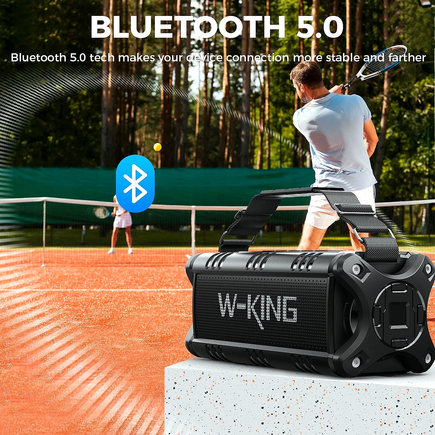 W-King D8 Bluetooth Speaker 50W IPX6 Waterproof Portable — assembled view