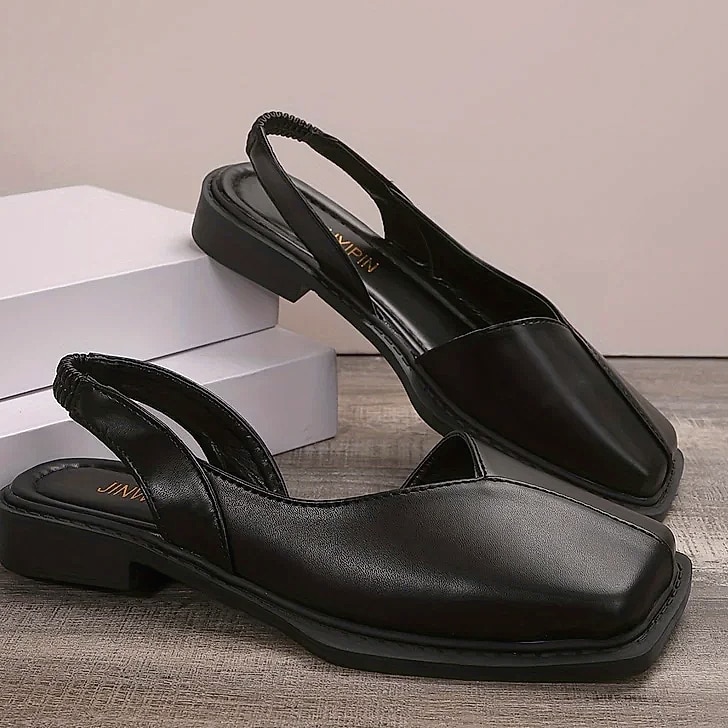 NAZSQ Leather Square Toe Sandals for Women — package contents