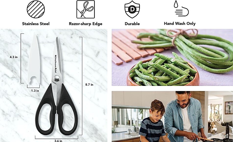 KitchenAid All-Purpose Kitchen Shears, 8.72 Inch Stainless — scale reference