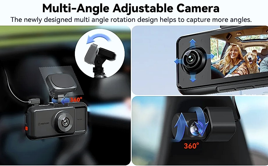 Redtiger A6 4K Dash Cam with GPS and 3-Camera System — feature highlights