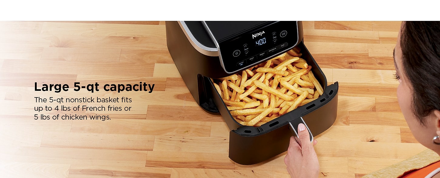 Ninja AF141 5-quart Air Fryer with 4-in-1 cooking functions — close-up details