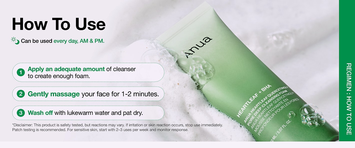 ANUA Heartleaf Quercetinol Pore Deep Cleansing Foam — close-up details