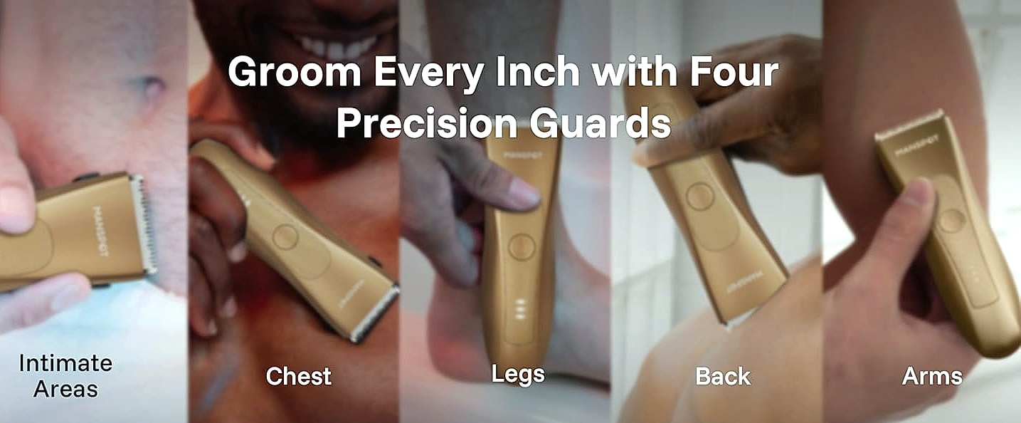MANSPOT Groin Body Hair Trimmer with 4 Guards and Ceramic — parts overview