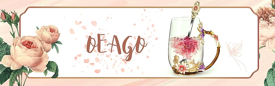 OEAGO Enamel Glass Coffee Mug with Butterfly and Rose Design — package contents