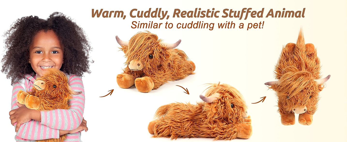 Cuckool Highland Cow Plush Heating Pad with Lavender Scent — package contents