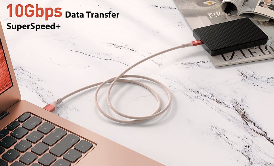 CONMDEX USB A to USB C Cable 2ft 2-Pack 10Gbps Fast Charging — assembled view