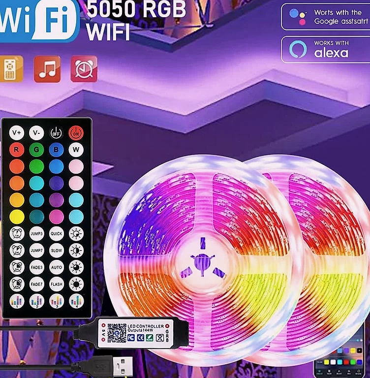 GBKOF RGB LED Strip Lights 5M 10M 20M 30M App Control — package contents
