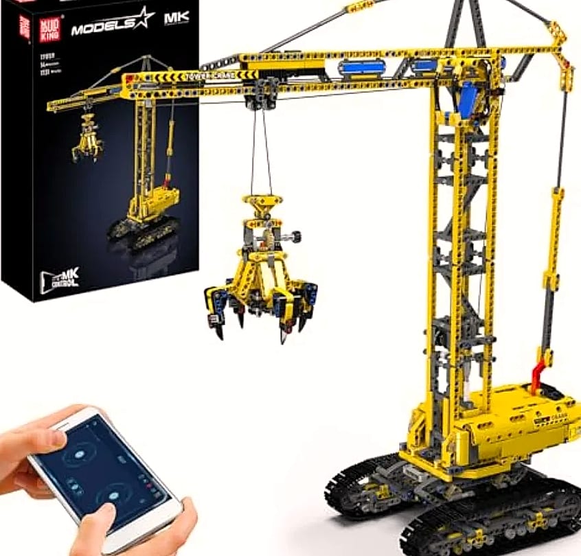 Mould King Crawler Crane Building Set with App Control — package contents