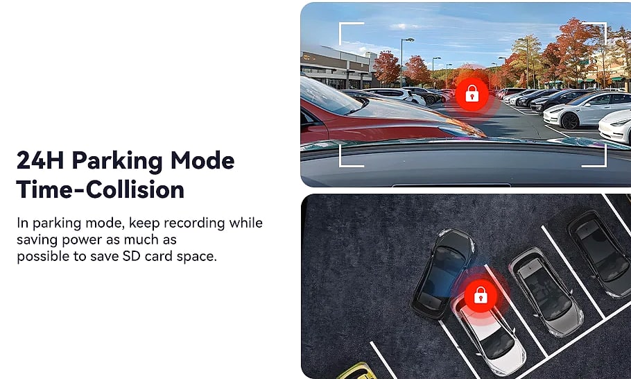 Redtiger A6 4K Dash Cam with GPS and 3-Camera System — close-up details