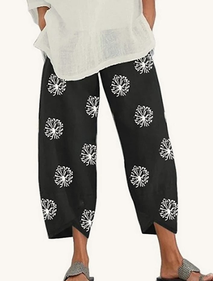 INSTYLISH Vintage Cotton Linen Harem Pants High Waist — close-up details