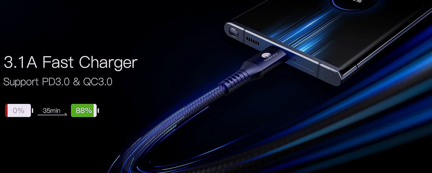 CONMDEX USB A to USB C Cable 2ft 2-Pack 10Gbps Fast Charging — parts overview