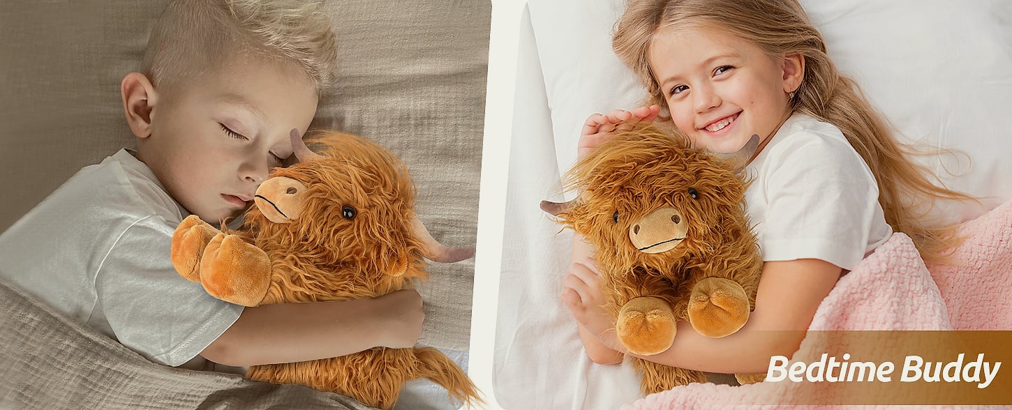 Cuckool Highland Cow Plush Heating Pad with Lavender Scent — assembled view