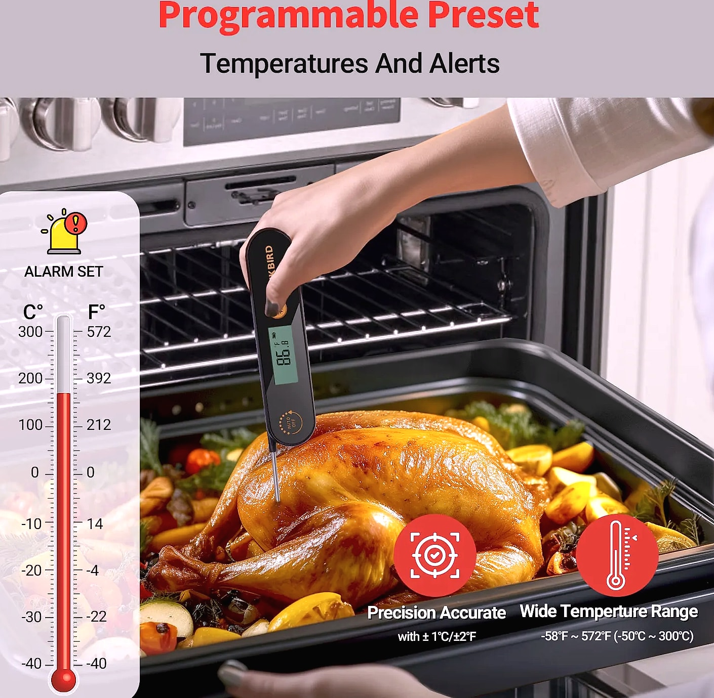 INKBIRD IHT-1X Meat Thermometer with Foldable Probes — side view