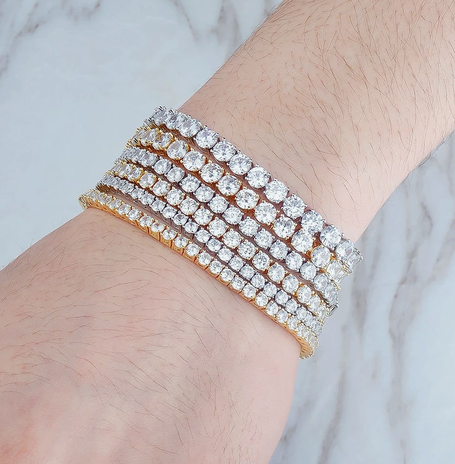 TOPGRILLZ 3-6MM Tennis Chain Bracelet Sterling Silver CZ — side view