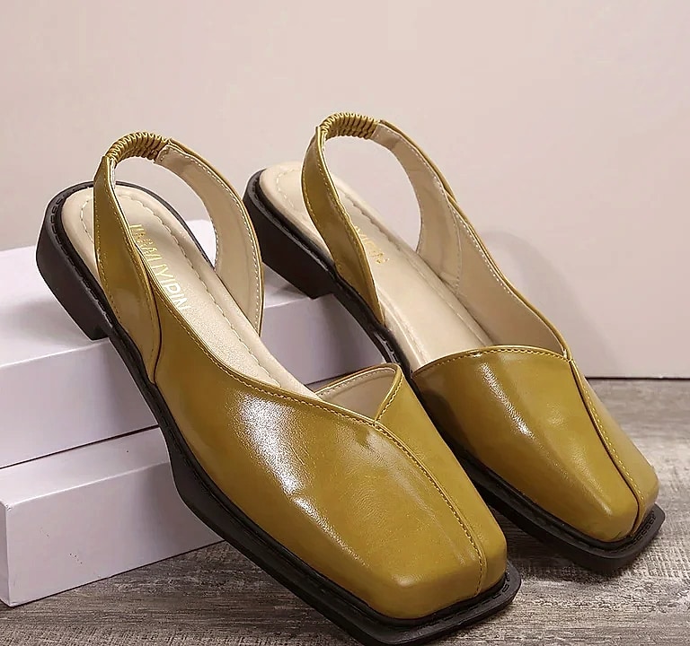 NAZSQ Leather Square Toe Sandals for Women — close-up details