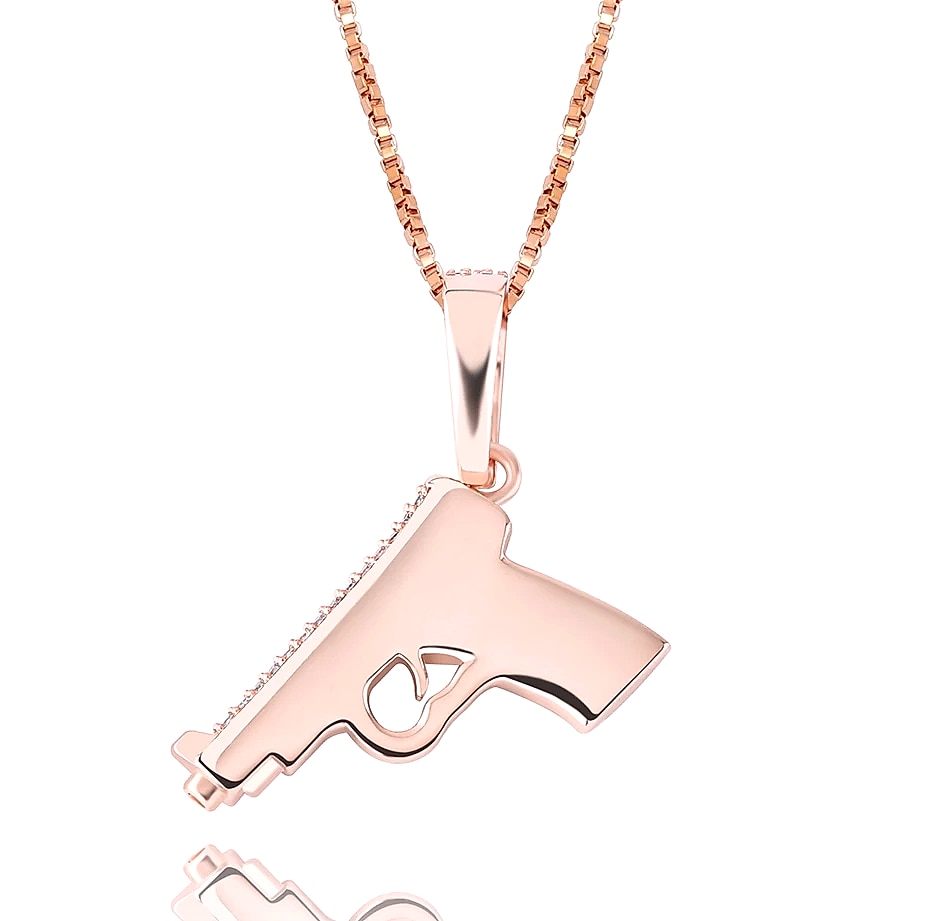 TOPGRILLZ 925 Sterling Silver Pistol Pendant Necklace — parts overview