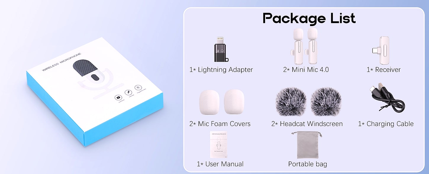 ZOPPLM Wireless Lavalier Microphone 2 Pack for iPhone — scale reference