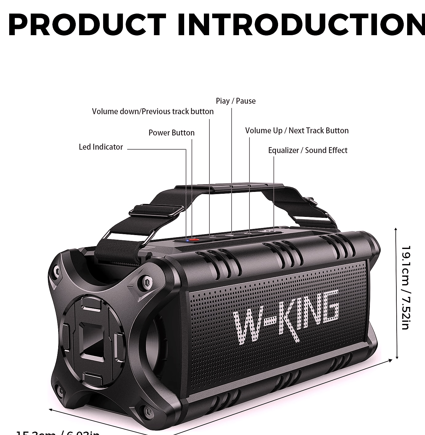 W-King D8 Bluetooth Speaker 50W IPX6 Waterproof Portable — size comparison