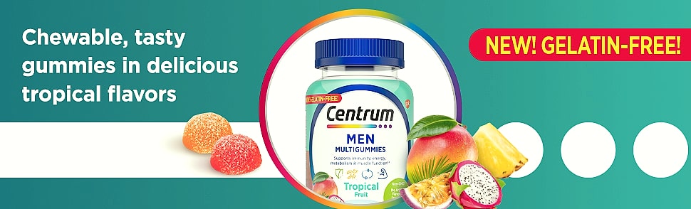 Centrum Men's Multivitamin Gummies, Tropical Fruit, 100 — close-up details