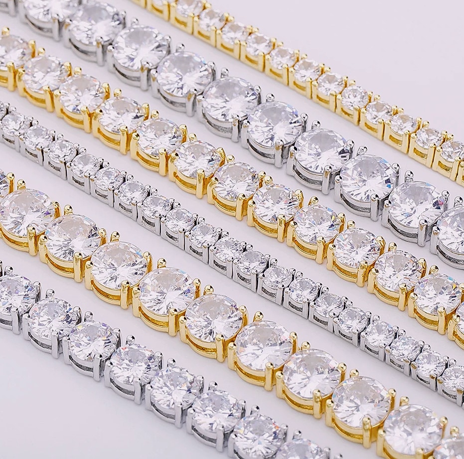TOPGRILLZ 3-6MM Tennis Chain Bracelet Sterling Silver CZ — feature highlights