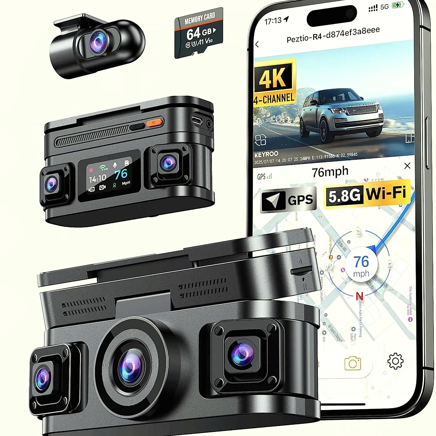 4K 360 Degree Dash Cam with GPS, WiFi, and Parking Mode — package contents