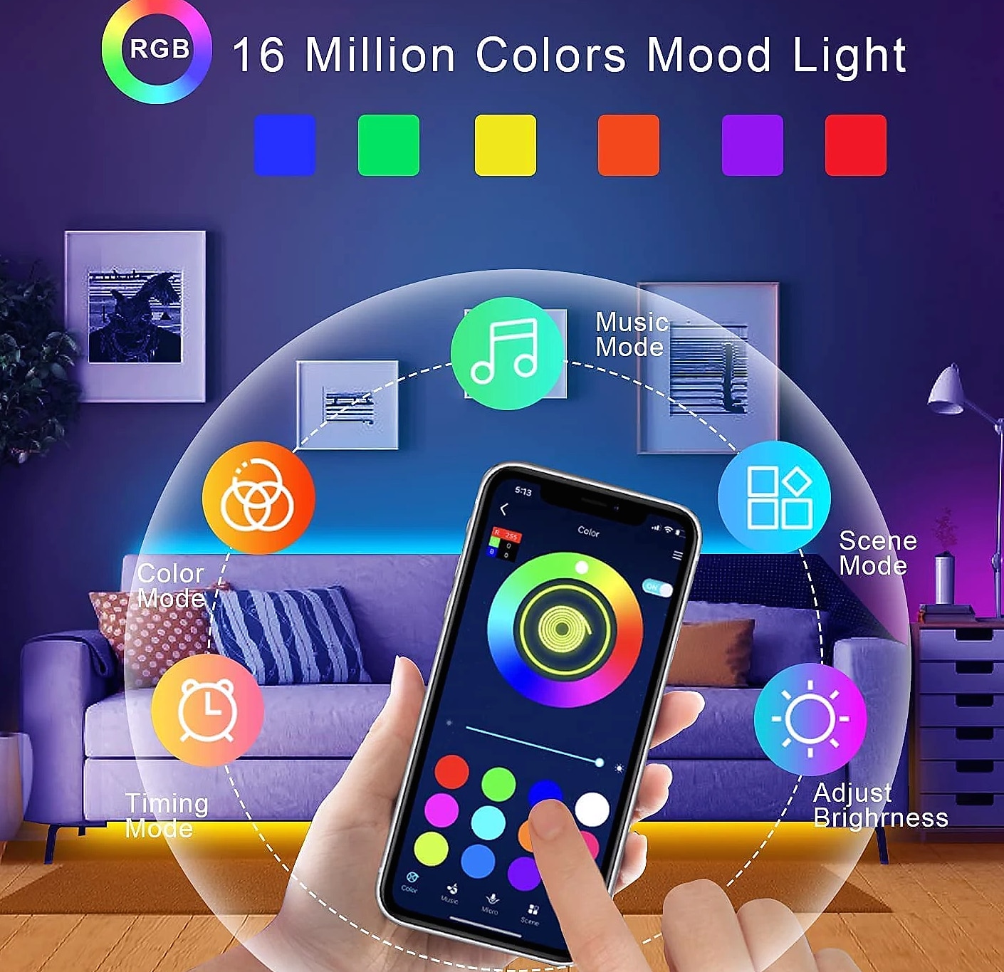 GBKOF RGB LED Strip Lights 5M 10M 20M 30M App Control — build progress