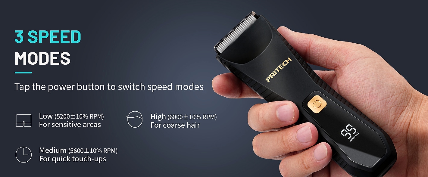 PRITECH Waterproof Body Hair Trimmer with Ceramic Blade — feature highlights
