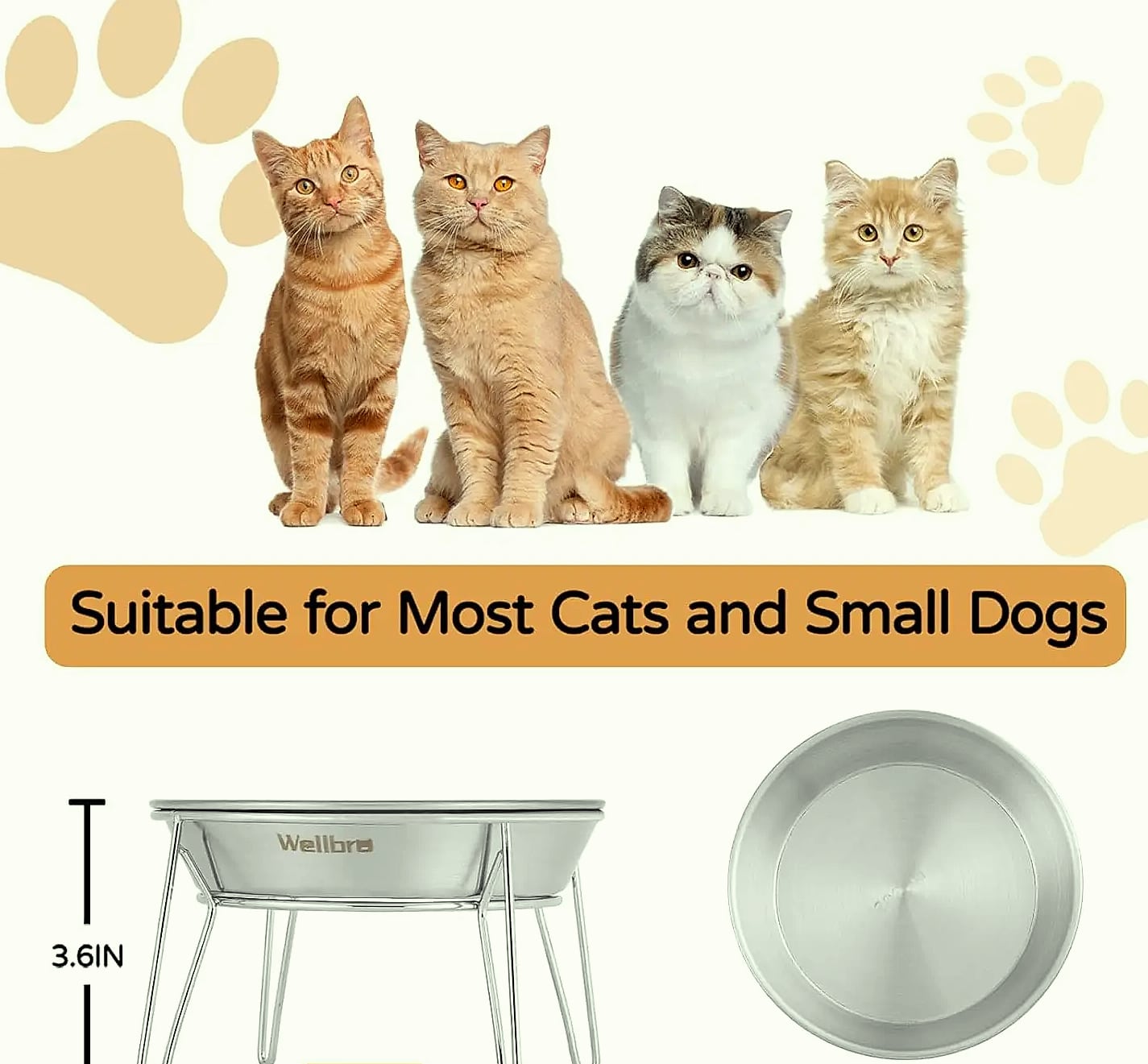 4-Pack Stainless Steel Raised Pet Bowls for Cats — side view